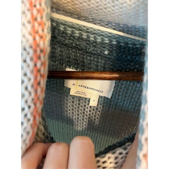 Anthropologie Courtney Cowl Neck White Striped Pullover Sweater Size Small - Picture 3 of 4